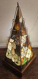 Large 39" Custom Handmade Seagulls Nautical Ocean Seascape Leaded Slag Glass Pyramidal Lamp