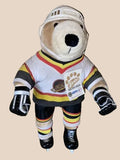 1992 Meadowlanders Bobo The Pro Bear NHL Vancouver Canucks Teddy Bear 21" Stuffed Plush Toy with Wood Hockey Stick with Tags New in Bag