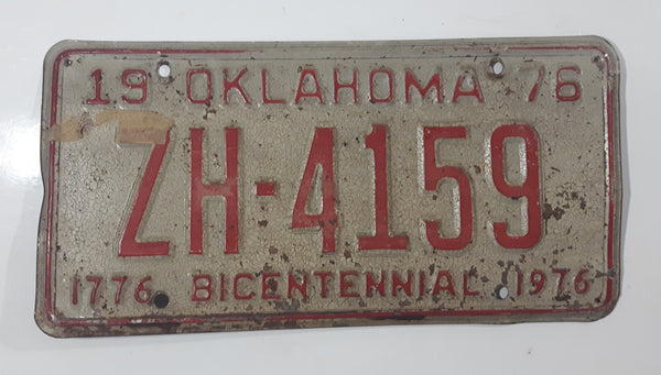 1976 Oklahoma 1776 1976 Bicentennial Metal Vehicle License Plate Tag ZH 4159