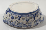 Beautiful Vintage Delft Blue Hand Painted Holland Windmill Scene With Heart Holes Double Handled Porcelain Basket