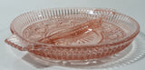 Vintage Pink Depression Glass Two Compartment Candy Dish