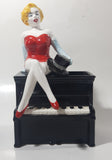 Rare 1983 Vandor Marilyn Monroe Sitting On A Black Piano 7 1/4" Tall Ceramic Pen Holder