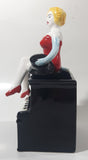 Rare 1983 Vandor Marilyn Monroe Sitting On A Black Piano 7 1/4" Tall Ceramic Pen Holder