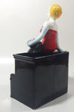 Rare 1983 Vandor Marilyn Monroe Sitting On A Black Piano 7 1/4" Tall Ceramic Pen Holder