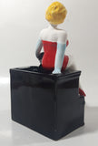 Rare 1983 Vandor Marilyn Monroe Sitting On A Black Piano 7 1/4" Tall Ceramic Pen Holder