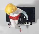 Rare 1983 Vandor Marilyn Monroe Sitting On A Black Piano 7 1/4" Tall Ceramic Pen Holder