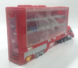 2012 Disney Pixar Cars Mack Red Semi Truck Hauler 16 Miniature Cars Plastic Storage Case