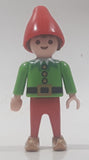 2005 Geobra Playmobil Santa's Workshop Advent Calendar Elf in Green and Red 2 3/8" Tall Toy Figure