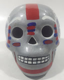 New England Patriots Hand Painted Day Of The Dead Skull Helmet Ceramic Head Ornament