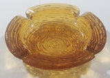 Vintage Mid Century Amber Glass Concentric Circles Lines Texture Cigarette Ash Tray