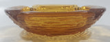 Vintage Mid Century Amber Glass Concentric Circles Lines Texture Cigarette Ash Tray