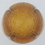 Vintage Mid Century Amber Glass Concentric Circles Lines Texture Cigarette Ash Tray