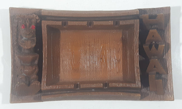Hawaii 3D Tiki God with Red Eyes Carved Hapa Wood Ash Tray