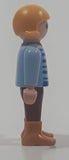 1992 Geobra Playmobil Small Blonde Child Brown Pants Blue Shirt with Horse 2 1/8" Tall Toy Figure