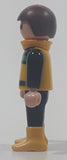 1992 Geobra Playmobil Small Brunette Child Black Pants Yellow Green Black Vest 2 1/8" Tall Toy Figure