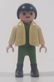 1992 Geobra Playmobil Small Black Hair Child Army Green Pants and Shirt with Beige Vest 2 1/8" Tall Toy Figure