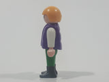 1992 Geobra Playmobil Small Blonde Girl Child Green Pants White Shirt with Purple Vest 2 1/8" Tall Toy Figure