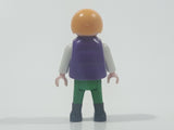 1992 Geobra Playmobil Small Blonde Girl Child Green Pants White Shirt with Purple Vest 2 1/8" Tall Toy Figure
