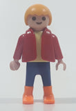 1992 Geobra Playmobil Small Blonde Boy Child Blue Pants Beige Shirt with Red Vest 2 1/8" Tall Toy Figure