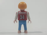 Geobra Playmobil Small Blonde Boy Child Blue Pants Red and White 34 Shirt 2 1/8" Tall Toy Figure