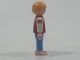 Geobra Playmobil Small Blonde Boy Child Blue Pants Red and White 34 Shirt 2 1/8" Tall Toy Figure