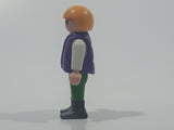 1992 Geobra Playmobil Small Blonde Girl Child Green Pants White Shirt with Purple Vest 2 1/8" Tall Toy Figure