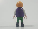 1992 Geobra Playmobil Small Blonde Girl Child Green Pants White Shirt with Purple Vest 2 1/8" Tall Toy Figure