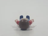 1995 Geobra Playmobil Small Brunette Boy Child Red Pants Dark Blue and Red Sleeved 54 Action Sports Shirt 2 1/8" Tall Toy Figure