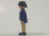 1990 Geobra Playmobil Black Hair Cream Pants Blue Shirt 2 3/4" Tall Toy Figure
