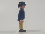 1990 Geobra Playmobil Black Hair Cream Pants Blue Shirt 2 3/4" Tall Toy Figure
