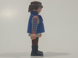 1992 Geobra Playmobil Brown Hair Brown Pants White Blue and Red Plaid Shirt with Blue Vest 2 3/4" Tall Toy Figure