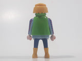 1992 Geobra Playmobil Blonde Hair Blue Pants Light Blue Red and Blue Plaid Shirt with Green Vest 2 3/4" Tall Toy Figure