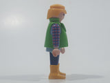 1992 Geobra Playmobil Blonde Hair Blue Pants Light Blue Red and Blue Plaid Shirt with Green Vest 2 3/4" Tall Toy Figure