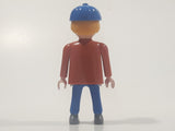 1992 Geobra Playmobil Blonde Hair Blue Pants Orange and Yellow Jacket with Blue Baseball Cap 2 3/4" Tall Toy Figure