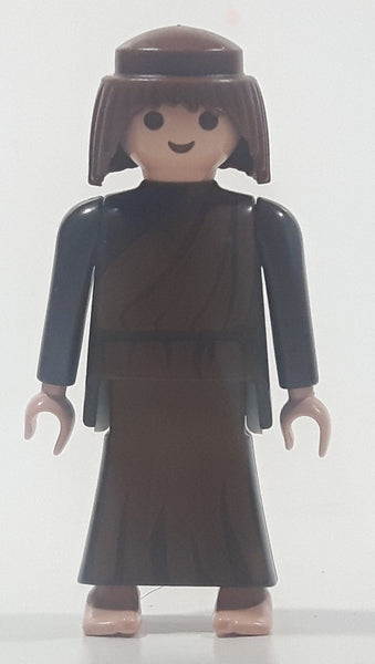 Geobra Playmobil Brown Hair Brown Robe 2 3/4" Tall Toy Figure