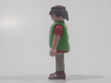 1992 Geobra Playmobil Brown Hair Grey Pants Red Shirt Green Vest 2 3/4" Tall Toy Figure
