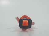 1990 Geobra Playmobil Brown Hair Orange Pants Blue Shirt Orange Jacket and Cap 2 3/4" Tall Construction Worker Toy Figure