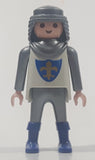 1995 Geobra Playmobil Grey Hair Grey Pants White and Grey Top Medieval Soldier 2 3/4" Tall Toy Figure