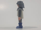 1995 Geobra Playmobil Grey Hair Grey Pants White and Grey Top Medieval Soldier 2 3/4" Tall Toy Figure