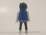 1992 Geobra Playmobil Black Hair Black Pants Light Blue and Grey Z Shirt with Blue Vest Rock Star Style 2 3/4" Tall Toy Figure