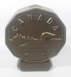 Canada Dollar Loonie Coin Shaped 9 1/2" Tall Plastic Coin Bank