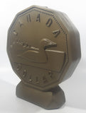 Canada Dollar Loonie Coin Shaped 9 1/2" Tall Plastic Coin Bank