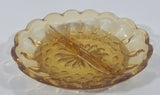 Vintage Amber Orange Two Compartment Depression Glass Candy Dish