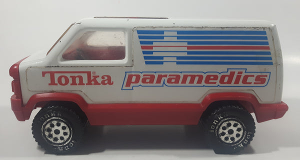 Rare Vintage Tonka Paramedics Ambulance Van White 8 1/2" Pressed Steel and Plastic Toy Car Vehicle with Opening Rear Door