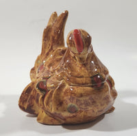 Laying Chicken Hen 5" Brown Drip Glaze Ceramic Ornament
