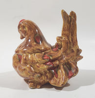 Laying Chicken Hen 5" Brown Drip Glaze Ceramic Ornament