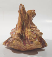 Laying Chicken Hen 5" Brown Drip Glaze Ceramic Ornament