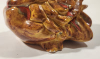 Laying Chicken Hen 5" Brown Drip Glaze Ceramic Ornament