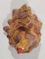 Laying Chicken Hen 5" Brown Drip Glaze Ceramic Ornament
