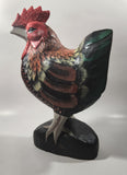 Rooster Chicken Hand Painted 13 1/2" Tall Carved Wood Sculpture